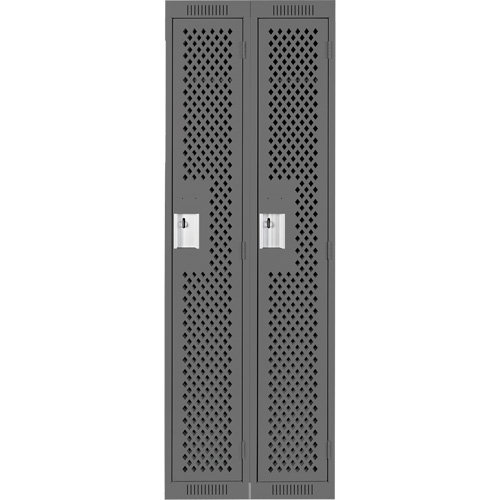 Clean Line Lockers, Bank of 2, 24" x 15" x 72", Steel, Charcoal, Rivet (Assembled), Perforated Waymarc Industries Inc