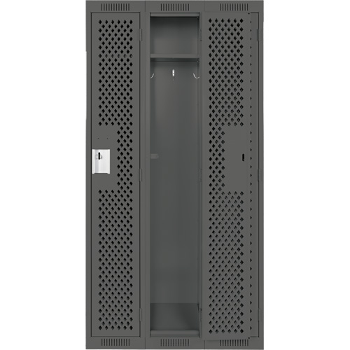 Clean Line Lockers, Bank of 3, 36" x 12" x 72", Steel, Charcoal, Rivet (Assembled), Perforated Waymarc Industries Inc