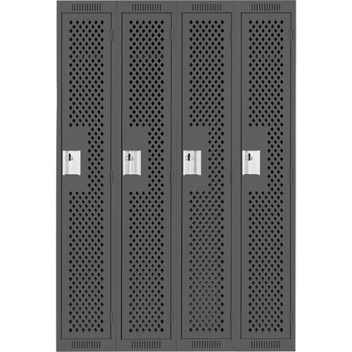Casiers Clean Line, Bloc de 4, 48" x 12" x 72", Acier, Charbon, Rivet (assembl&eacute;), Perfor&eacute; Waymarc Industries Inc