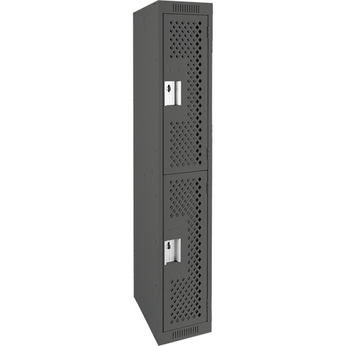 Clean Line Lockers, 2 -tier, 12" x 12" x 72", Steel, Charcoal, Rivet (Assembled), Perforated Waymarc Industries Inc