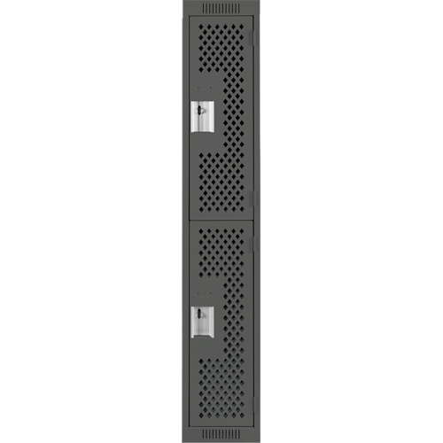 Clean Line Lockers, 2 -tier, 12" x 12" x 72", Steel, Charcoal, Rivet (Assembled), Perforated Waymarc Industries Inc