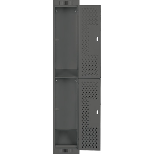Clean Line Lockers, 2 -tier, 12" x 12" x 72", Steel, Charcoal, Rivet (Assembled), Perforated Waymarc Industries Inc