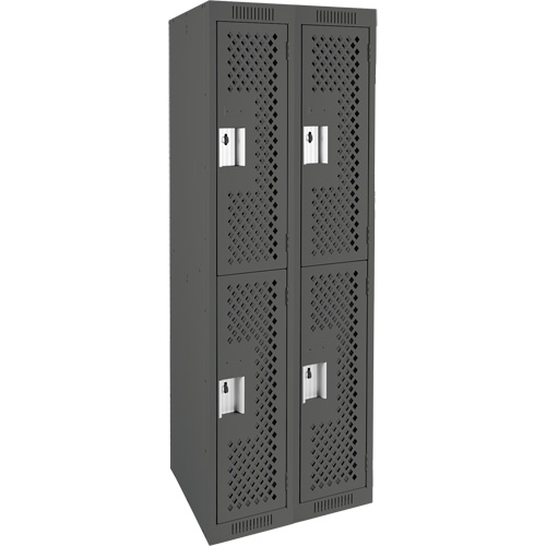 Casiers Clean Line, 2 niveaux, Bloc de 2, 24" x 15" x 72", Acier, Charbon, Rivet (assembl&eacute;), Perfor&eacute; Waymarc Industries Inc