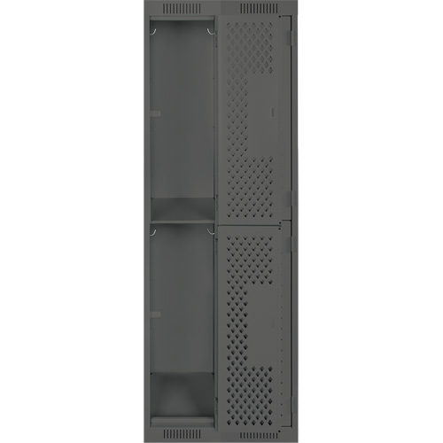 Casiers Clean Line, 2 niveaux, Bloc de 2, 24" x 15" x 72", Acier, Charbon, Rivet (assembl&eacute;), Perfor&eacute; Waymarc Industries Inc