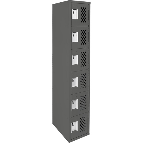 Assembled Lockerettes Clean Line Perforated Economy Lockers, 6 -tier, 18" x 72" x 12", Steel Waymarc Industries Inc