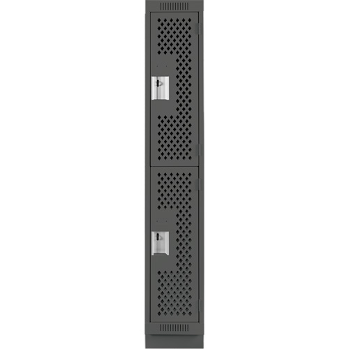 Clean Line Lockers, 2 -tier, 12" x 15" x 76", Steel, Charcoal, Rivet (Assembled), Perforated Waymarc Industries Inc