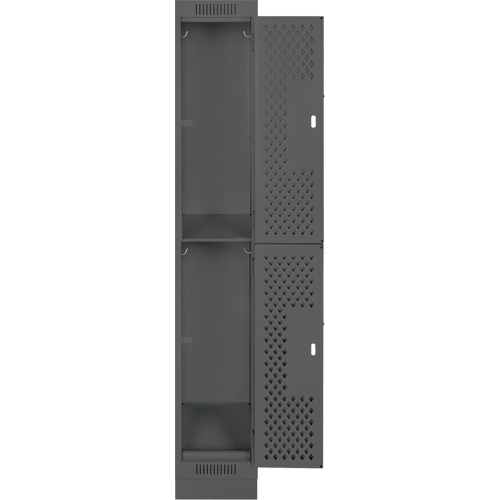 Clean Line Lockers, 2 -tier, 12" x 15" x 76", Steel, Charcoal, Rivet (Assembled), Perforated Waymarc Industries Inc