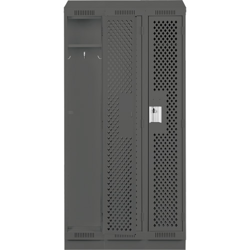 Clean Line Lockers, Bank of 3, 36" x 12" x 82", Steel, Charcoal, Rivet (Assembled), Perforated Waymarc Industries Inc