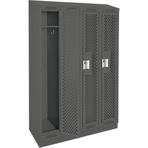Clean Line Lockers, Bank of 4, 48" x 18" x 82", Steel, Charcoal, Rivet (Assembled), Perforated Waymarc Industries Inc