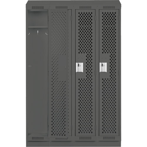 Clean Line Lockers, Bank of 4, 48" x 18" x 82", Steel, Charcoal, Rivet (Assembled), Perforated Waymarc Industries Inc