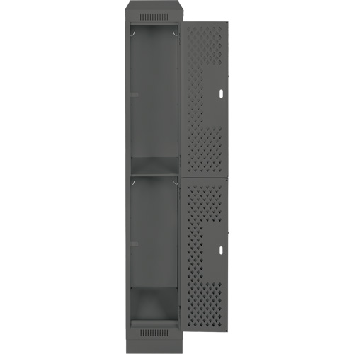 Casiers Clean Line, 2 niveaux, 12" x 12" x 82", Acier, Charbon, Rivet (assembl&eacute;), Perfor&eacute; Waymarc Industries Inc