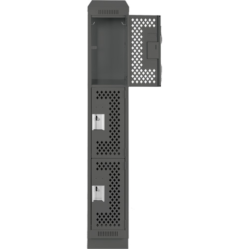Clean Line Lockers, 3 -tier, 12" x 12" x 82", Steel, Charcoal, Rivet (Assembled), Perforated Waymarc Industries Inc