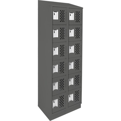 Clean-Line Perforated Lockerette, 6 -tier, Bank of 2, 15" x 72" x 12", Steel Waymarc Industries Inc