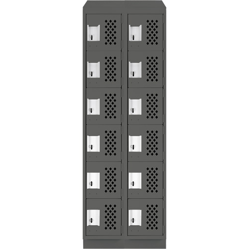 Clean-Line Perforated Lockerette, 6 -tier, Bank of 2, 15" x 72" x 12", Steel Waymarc Industries Inc