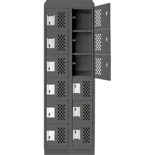 Clean-Line Perforated Lockerette, 6 -tier, Bank of 2, 15" x 72" x 12", Steel Waymarc Industries Inc