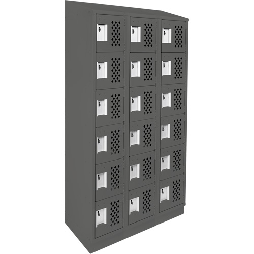 Clean-Line Perforated Lockerette, 6 -tier, Bank of 3, 15" x 72" x 12", Steel Waymarc Industries Inc