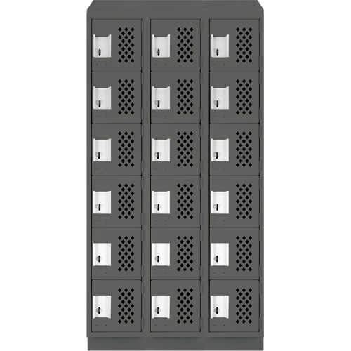 Clean-Line Perforated Lockerette, 6 -tier, Bank of 3, 15" x 72" x 12", Steel Waymarc Industries Inc