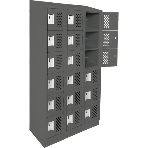 Clean-Line Perforated Lockerette, 6 -tier, Bank of 3, 15" x 72" x 12", Steel Waymarc Industries Inc