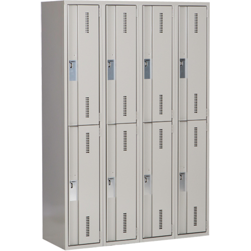 Casiers robustes Concorde, 2 niveaux, Bloc de 4, 48" x 18" x 72", Acier, Gris, Soud&eacute; (assembl&eacute;) Waymarc Industries Inc