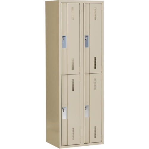 Casiers robustes Concorde, 2 niveaux, Bloc de 2, 24" x 18" x 72", Acier, Beige, Soud&eacute; (assembl&eacute;) Waymarc Industries Inc