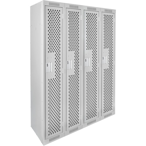 Casiers Clean Line, Bloc de 4, 48" x 12" x 72", Acier, Gris, Rivet (assembl&eacute;), Perfor&eacute; Waymarc Industries Inc