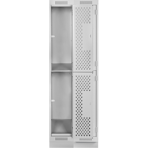 Clean Line Lockers, 2 -tier, Bank of 2, 24" x 15" x 76", Steel, Grey, Rivet (Assembled), Perforated Waymarc Industries Inc