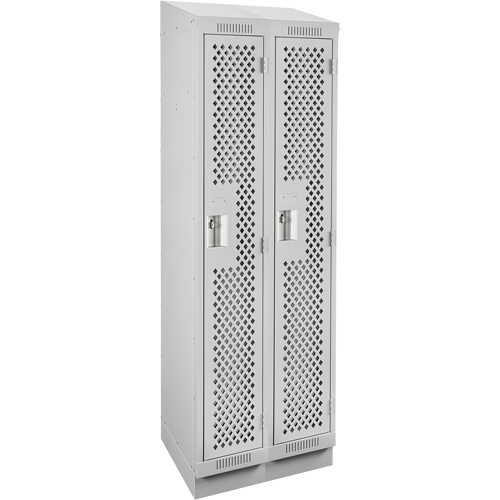 Clean Line Lockers, Bank of 2, 24" x 12" x 82", Steel, Grey, Rivet (Assembled), Perforated Waymarc Industries Inc