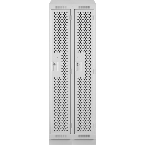 Clean Line Lockers, Bank of 2, 24" x 12" x 82", Steel, Grey, Rivet (Assembled), Perforated Waymarc Industries Inc