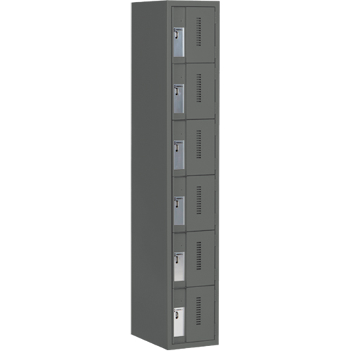 Concorde Heavy-Duty Lockers, 6 -tier, 12" x 18" x 72", Steel, Charcoal, Welded (Assembled) Waymarc Industries Inc