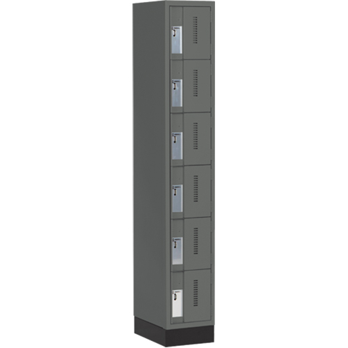Concorde Heavy-Duty Lockers, 6 -tier, 12" x 18" x 76", Steel, Charcoal, Welded (Assembled) Waymarc Industries Inc