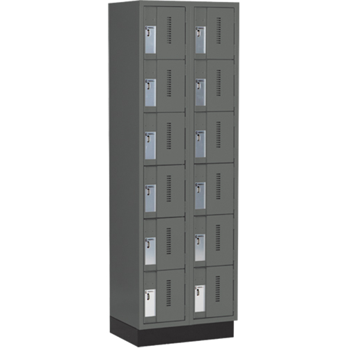 Concorde Heavy-Duty Lockers, 6 -tier, Bank of 2, 24" x 18" x 76", Steel, Charcoal, Welded (Assembled) Waymarc Industries Inc