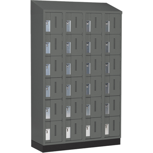 Concorde Heavy-Duty Lockers, 6 -tier, Bank of 4, 48" x 18" x 82", Steel, Charcoal, Welded (Assembled) Waymarc Industries Inc