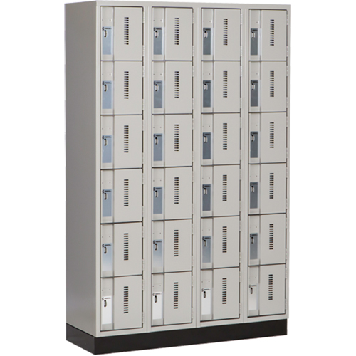 Concorde Heavy-Duty Lockers, 6 -tier, Bank of 4, 48" x 18" x 76", Steel, Grey, Welded (Assembled) Waymarc Industries Inc
