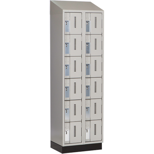 Concorde Heavy-Duty Lockers, 6 -tier, Bank of 2, 24" x 18" x 82", Steel, Grey, Welded (Assembled) Waymarc Industries Inc