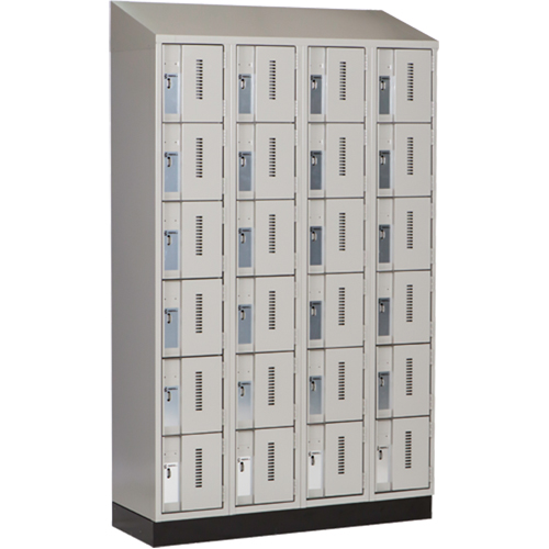 Concorde Heavy-Duty Lockers, 6 -tier, Bank of 4, 48" x 18" x 82", Steel, Grey, Welded (Assembled) Waymarc Industries Inc