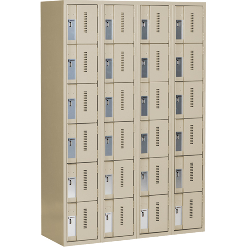 Concorde Heavy-Duty Lockers, 6 -tier, Bank of 4, 48" x 18" x 72", Steel, Beige, Welded (Assembled) Waymarc Industries Inc