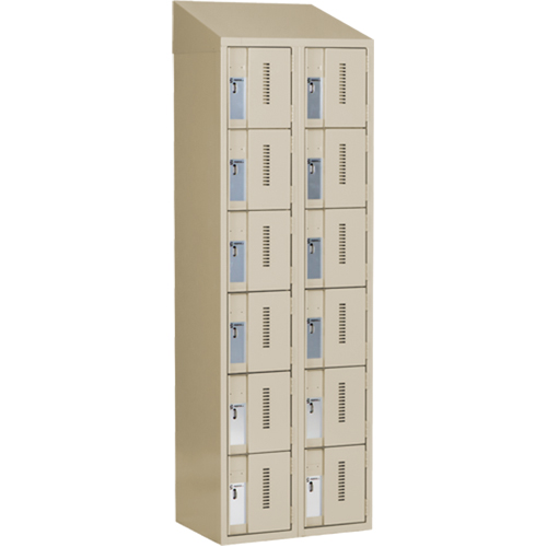 Concorde Heavy-Duty Lockers, 6 -tier, Bank of 2, 24" x 18" x 78", Steel, Beige, Welded (Assembled) Waymarc Industries Inc