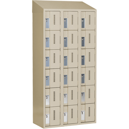 Concorde Heavy-Duty Lockers, 6 -tier, Bank of 3, 36" x 18" x 78", Steel, Beige, Welded (Assembled) Waymarc Industries Inc