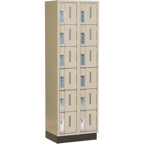 Concorde Heavy-Duty Lockers, 6 -tier, Bank of 2, 24" x 18" x 76", Steel, Beige, Welded (Assembled) Waymarc Industries Inc