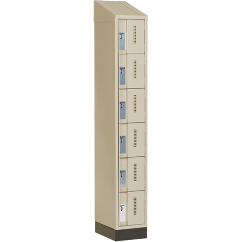 Concorde Heavy-Duty Lockers, 6 -tier, 12" x 18" x 82", Steel, Beige, Welded (Assembled) Waymarc Industries Inc