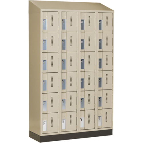 Concorde Heavy-Duty Lockers, 6 -tier, Bank of 4, 48" x 18" x 82", Steel, Beige, Welded (Assembled) Waymarc Industries Inc