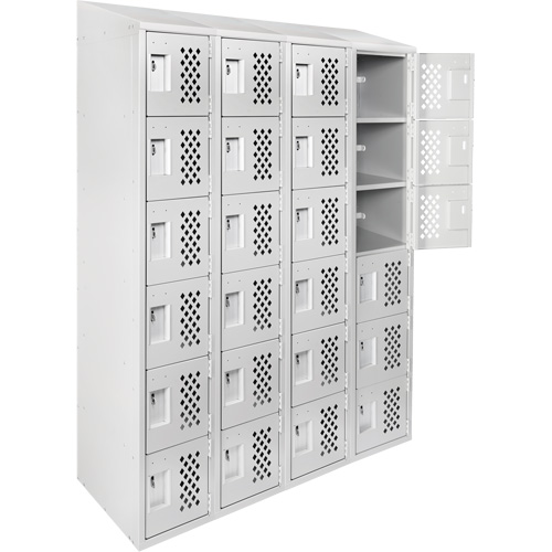 Casiers &eacute;conomiques perfor&eacute;s et assembl&eacute;s Clean Line, 6 niveaux, Bloc de 4, 18" x 72" x 12", Acier Waymarc Industries Inc