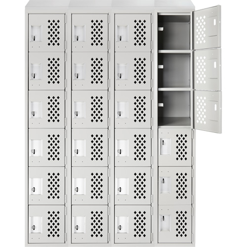 Casiers &eacute;conomiques perfor&eacute;s et assembl&eacute;s Clean Line, 6 niveaux, Bloc de 4, 18" x 72" x 12", Acier Waymarc Industries Inc