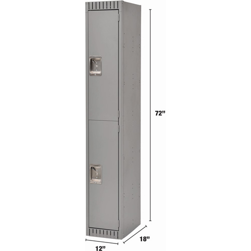 Lockers, 2 -tier, 12" x 18" x 72", Steel, Grey, Knocked Down Waymarc Industries Inc