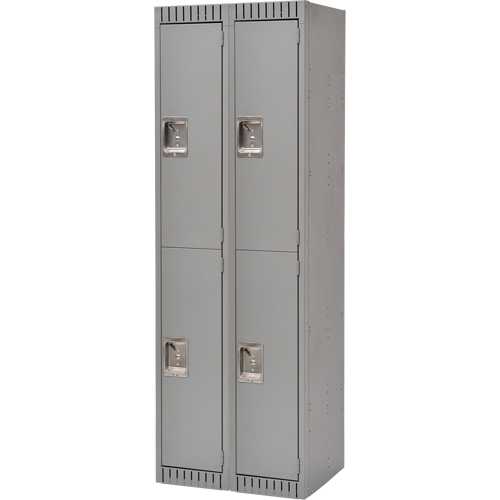 Lockers, 2 -tier, Bank of 2, 24" x 18" x 72", Steel, Grey, Rivet (Assembled) Waymarc Industries Inc
