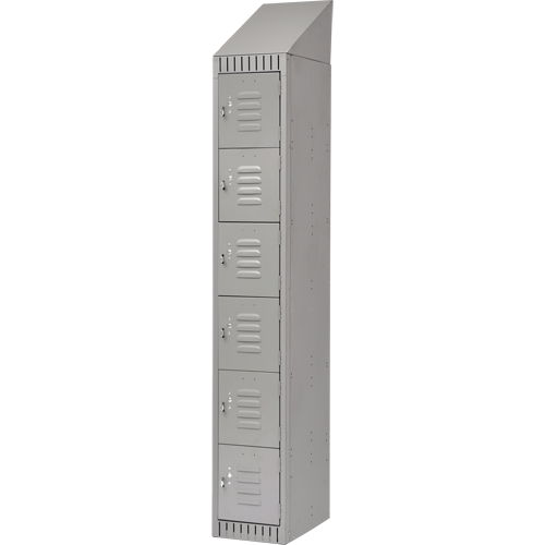 Lockers, 6 -tier, 12" x 18" x 82", Steel, Grey, Knocked Down Waymarc Industries Inc