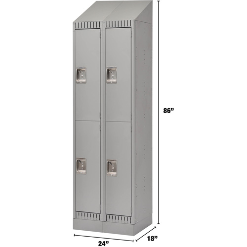 Casiers, 2 niveaux, Bloc de 2, 24" x 18" x 86", Acier, Gris, D&eacute;mont&eacute; Waymarc Industries Inc