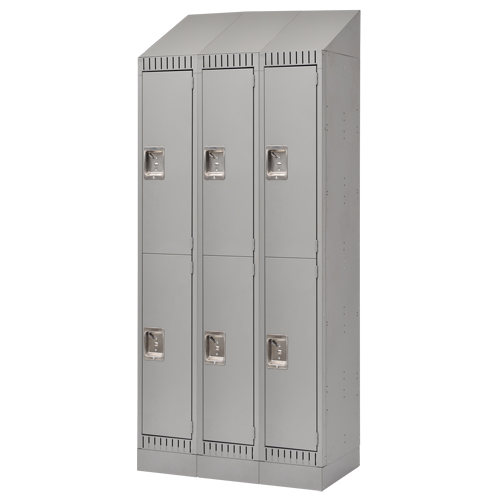 Lockers, 2 -tier, Bank of 3, 36" x 18" x 86", Steel, Grey, Knocked Down Waymarc Industries Inc