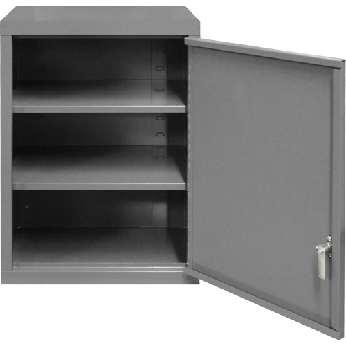 Wall-Mounted Cabinet, 27" H x 13-11/16" W x 18" D, 2 Shelves, Steel, Grey Waymarc Industries Inc