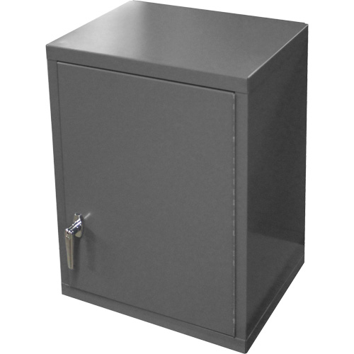 Wall-Mounted Cabinet, 27" H x 13-11/16" W x 18" D, 2 Shelves, Steel, Grey Waymarc Industries Inc